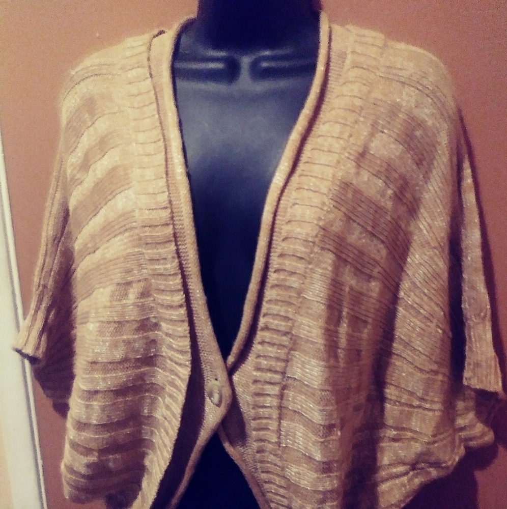 Ellen Tracy Cartigan Tan Sweater sz Large